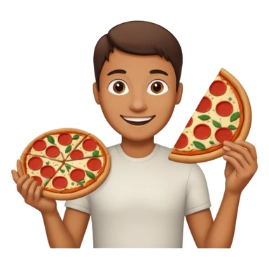 a person holding a pizza sticker