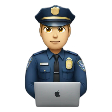 police men coding using macbook sticker