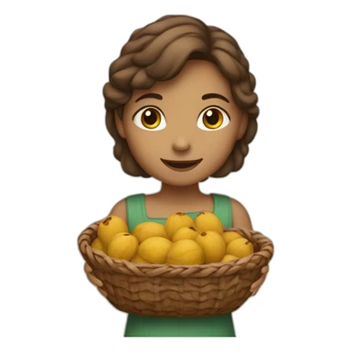 Girl with basket of walnuts sticker