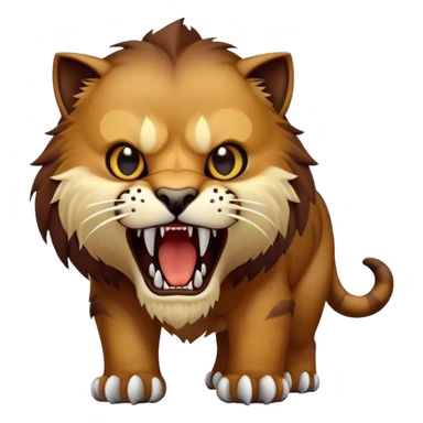 saber-toothed cat with a tiny body and gigantic canine teeth that are ten times larger than its minuscule body, extreme contrast between small body and huge fangs sticker