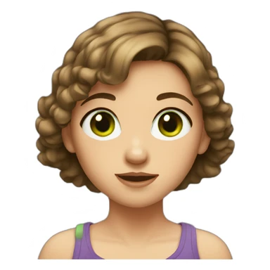 Young girl with short brown hair and green eyes sticker