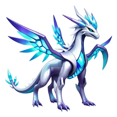 Colorful Futuristic Modern Epic Legendary Shiny Cyber-Suicune-Dialga-Reshiram-Creature, (full body) sticker