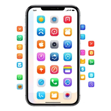 iPhone home screen dashboard with colorful app icons and widgets sticker