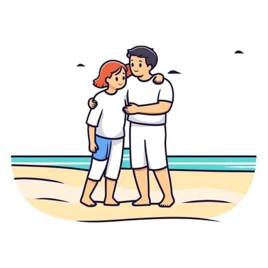 Guy and girl embracing on the beach sticker
