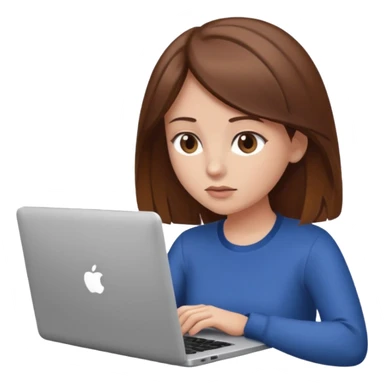 woman with brown hair using laptop sticker