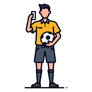 football referee with whistle and card, soccer official sticker