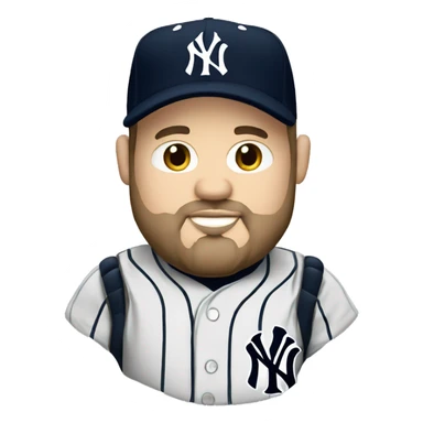 White chubby man with goatee with jersey of the New York Yankees  sticker