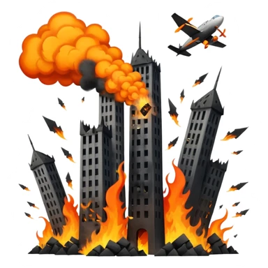 A plane hitting two towers sticker