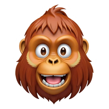 Cinematic Comical Orangutan Portrait Emoji, Head tilted dramatically with an exaggeratedly shocked expression, featuring a robust, animated face with wide, comically expressive eyes full of humorous disbelief, Simplified yet hilariously expressive features, highly detailed, glowing with a slightly sassy glow, high shine, dramatic yet playful, stylized with an air of quirky jungle attitude, soft glowing outline, capturing the essence of a meme-worthy orangutan that looks ready to side-eye its way into viral fame! sticker
