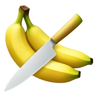 a banana being cut by a knife sticker