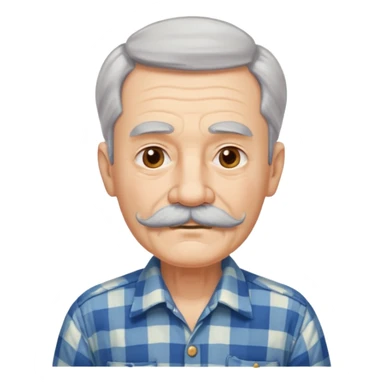 mustached elderly man with vintage shirt sticker