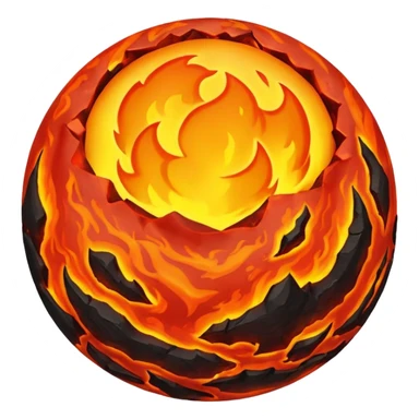 sphere planet, surface covered with lava fire sticker
