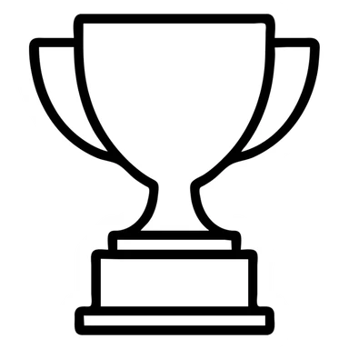 A trophy icon, gold with a black base, simple and elegant, outlined in black. sticker