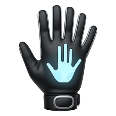 Minimal emoji of a futuristic nano-tech glove with subtle glowing lines, flat sci-fi wearable icon sticker