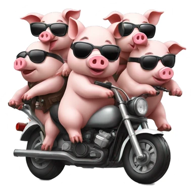 6 Pigs on motorbike, wearing sunglasses and a helmet sticker