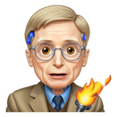 make an emoji of stephen hawking smoking weed, rolling his eyes like undertaker and spitting flames, with laser eyes  sticker
