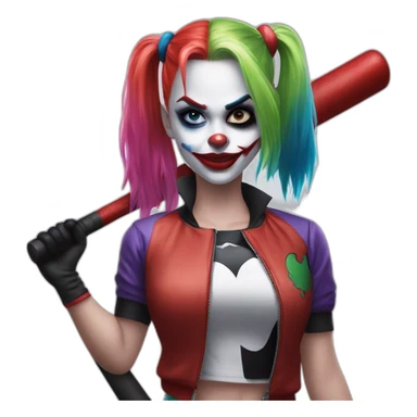 Harley Quinn with baseball bat and Joker sticker