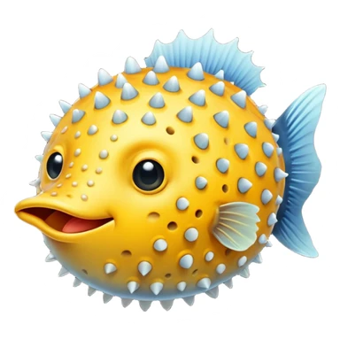 puffer fish, no eye, apple emoji style sticker