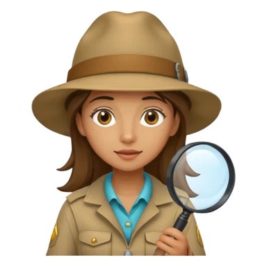a young female explorer with magnifying glass sticker