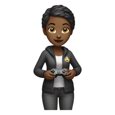 Black bald girl playing video games sticker