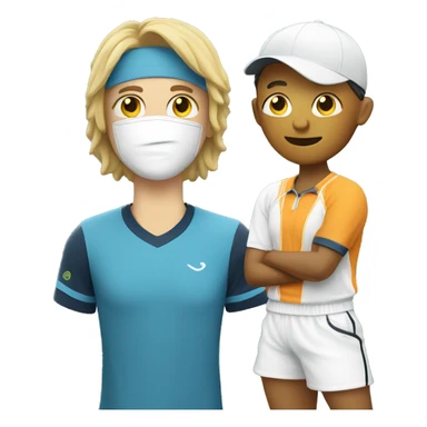 A white tennis player with head of customer support tshirt sticker