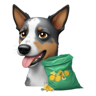 Blue heeler eating trash sticker