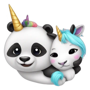 panda and unicorn snuggling sticker