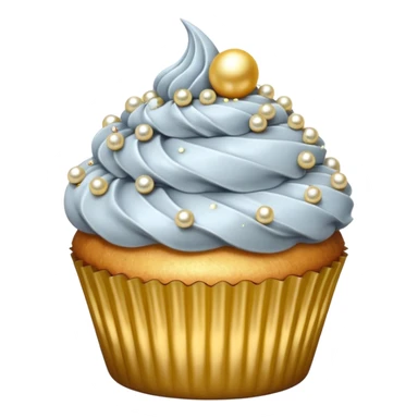cupcake with silver frosting and gold pearls sticker