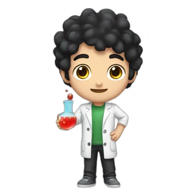 chemistry boy with black hair and his instumants on his hand sticker