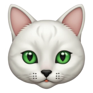 Haz una gata de ojos verdes la cara blanca con mancha negra en las orejas que agarra parte de la frente del lado der pero del iz va desde el ojo hasta la oreja la mancha, tiene la nariz negra en forma de corazón y todo lo que sobra de la cara, barbilla la nariz arriba y el lado de bigotes es blanca sticker