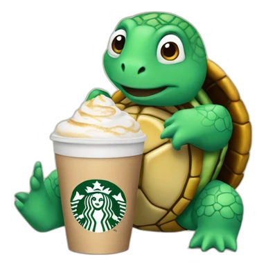 A turtle drinking a Starbucks latte sticker