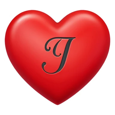 Cursive J initial in read heart sticker