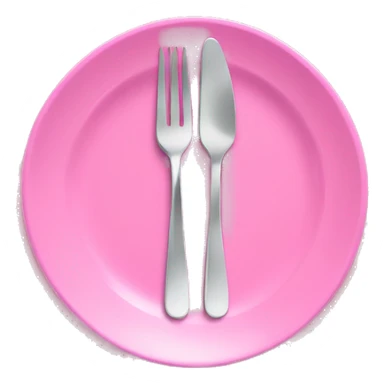 Pink plate, pink fork, pink spoon sticker