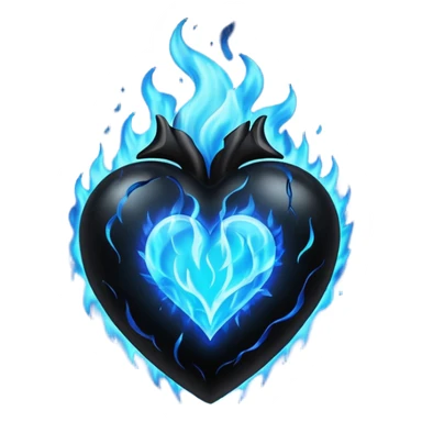 Black heart with blue fire film sticker