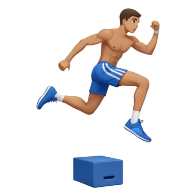 man in blue shorts box-jump exercise side-view sticker