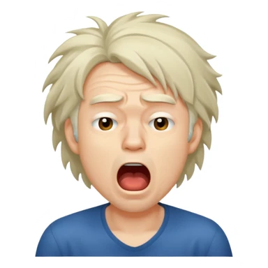 Weak man with disheveled hair yawning sticker