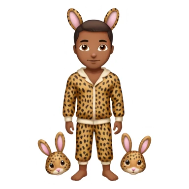 Handsome Black guy with brown skin tone, with muscular build, wearing loose fitting leapard print pajamas and bunny slippers  sticker