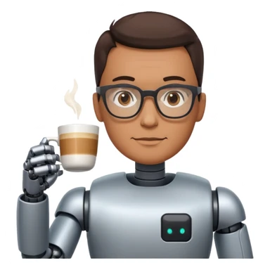 glasses man robot drink coffee sticker