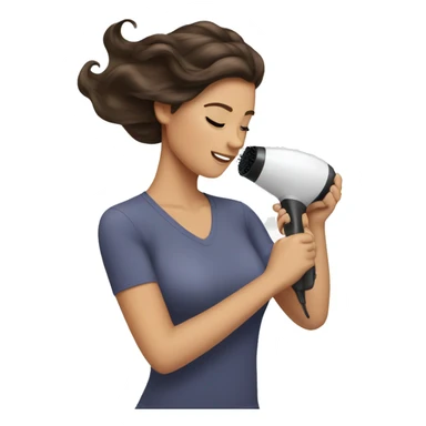 Brunette girl blow drying hair sticker