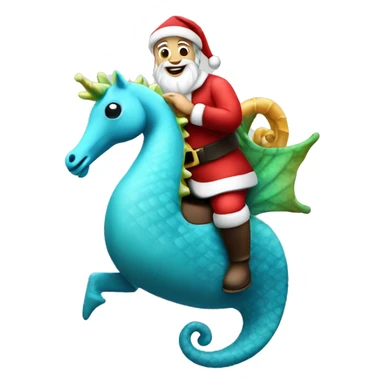 Santa riding a seahorse sticker