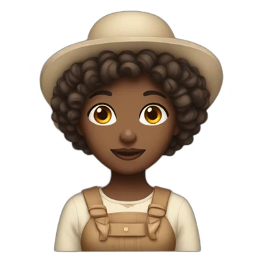 A dark-skinned girl with short, curly hair and wearing a Russian hat   sticker