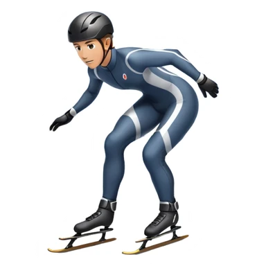 An icon showing a grand arena, snow-covered mountains in the distance, and a crisp blue sky. professional speed skater leaning into a turn on a polished ice track, dressed in a sleek suit and helmet. Transparent background highlights speed and precision. sticker