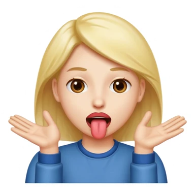 Tongue out with hands to the side  sticker