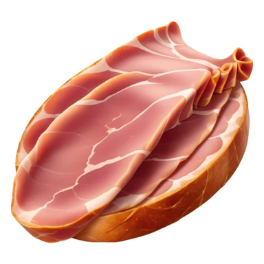 Cinematic Realistic Jam√≥n Serrano Dish Emoji, depicted as delicate, air-cured ham sliced thinly rendered with detailed textures and natural, inviting lighting. sticker