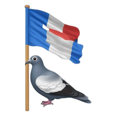 Un drapeau français avec un pigeon sticker