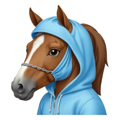 Horse with a baby blue huddie sticker