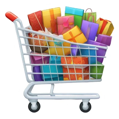Artsy shopping cart design with multiple boxes sticker