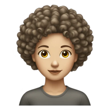 a young white woman with curly afro hair sticker