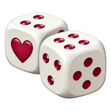 two dices in with burgundy red heart details sticker