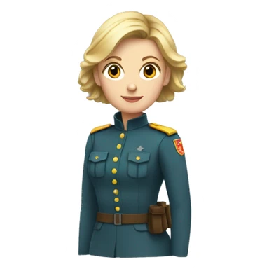 White woman, young, with her hair gathered with a low bun, dressed as a civil guard sticker